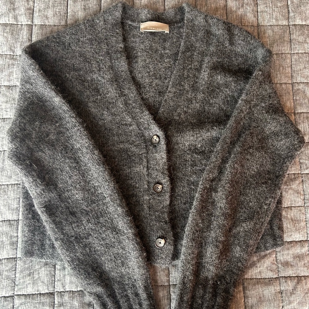 Everlane Alpaca Cropped V-Neck Cardigan